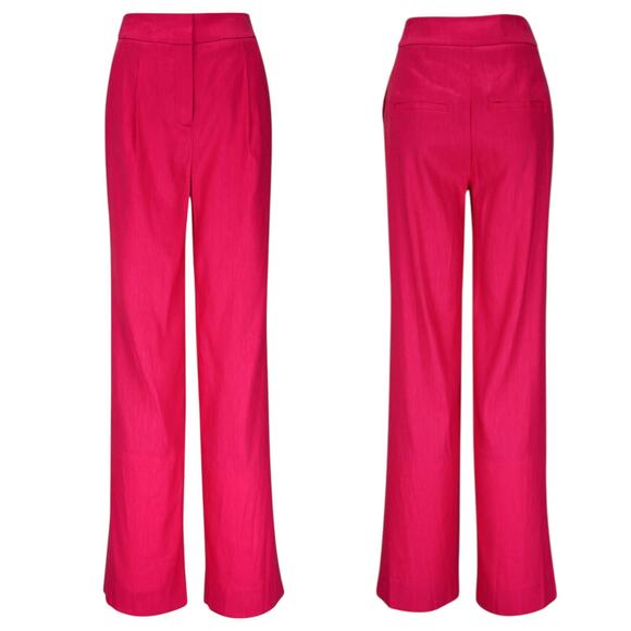 Veronica Beard Robinne Wide Leg Linen Blend Pants Fuchsia Pink Size 8 - Picture 3 of 12